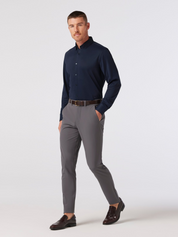 Mizzen + Main Halyard LS Long Sleeve Dress Shirt Navy Blue Men’s Tops Formal Shirts Breathable Comfortable Wrinkle Free Fabric Athens GA Georgia Kempt Menswear Store Near Me