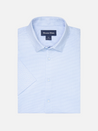 Mizzen + Main Halyard SS Short Sleeve Dress Shirt Collared Button Up Men’s Top for Men Work Semi-Formal Attire White Grid Dot Blue Pattern Athens GA Georgia Kempt Menswear Store Near Me Wrinkle Free Lightweight Fabric