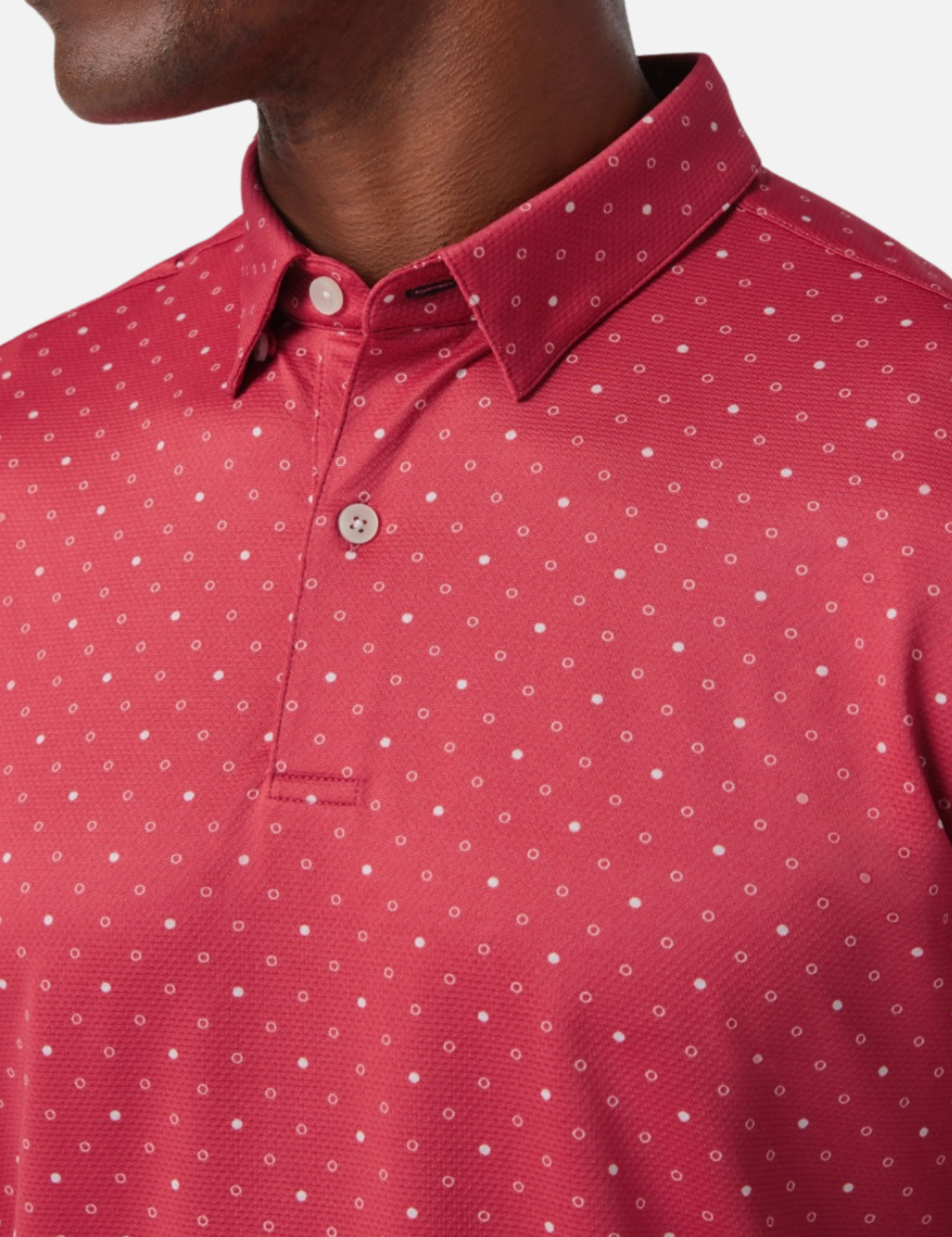 Mizzen + Main Halyard SS Short Sleeve Polo Shirt Men’s Tops for Men Red Clay Dot Pattern Collared Shirt Athens GA Georgia Kempt Menswear Store Near Me
