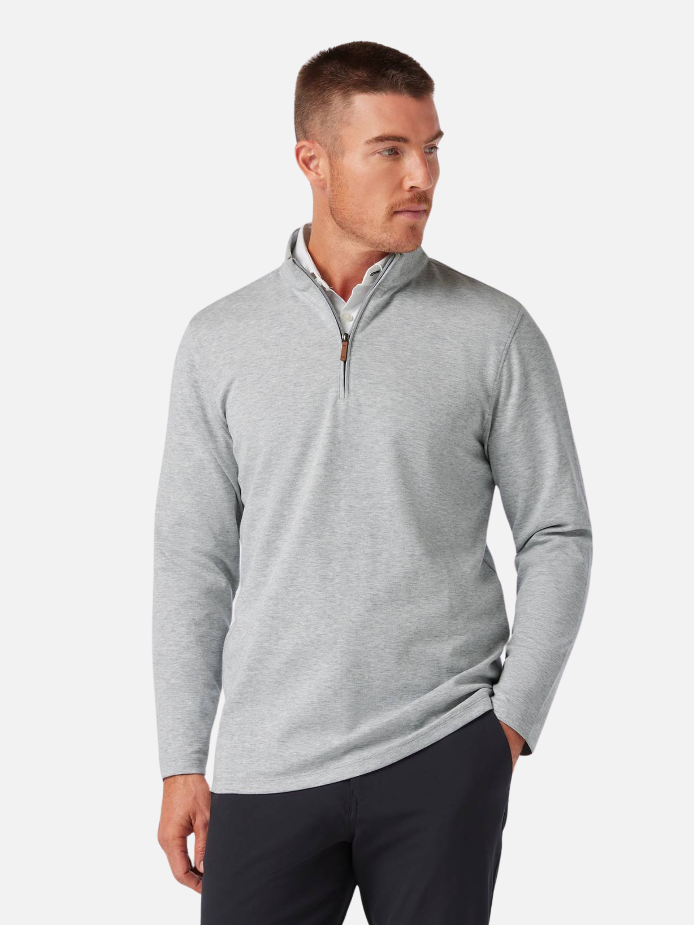 Mizzen + Main KPI Quarter Zip Cool Gray Heather Light Men’s Outerwear Top for Men Athens GA Georgia Kempt Menswear Store Near Me