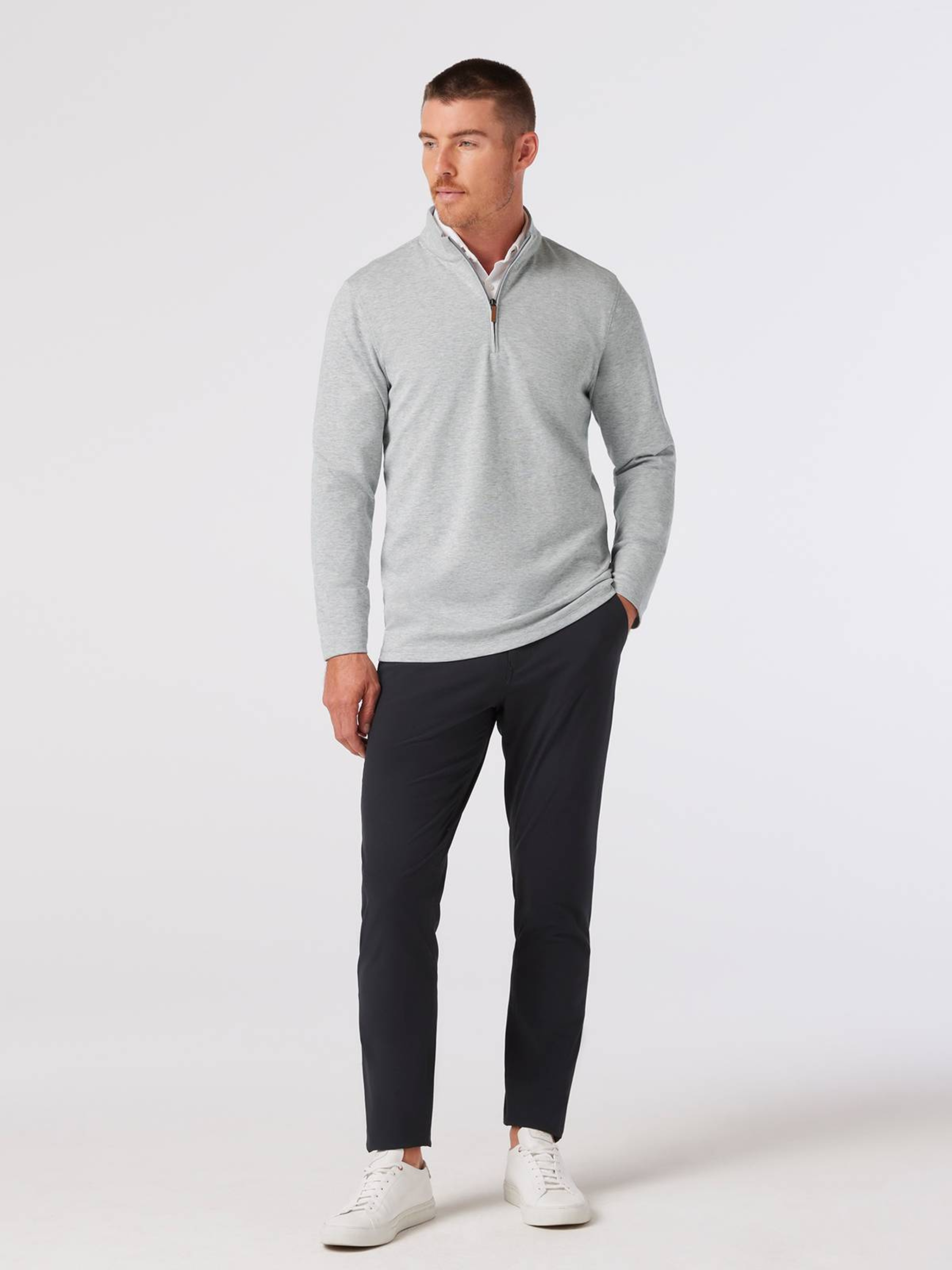 Mizzen + Main KPI Quarter Zip Cool Gray Heather Light Men’s Outerwear Top for Men Athens GA Georgia Kempt Menswear Store Near Me