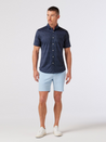 Mizzen + Main Halyard SS Dress Shirt Short Sleeve Men’s Tops for Men Coastal Fjord Coffee Leaves Blue Dark Navy Floral Pattern Athens GA Georgia Kempt Menswear Store Near Me