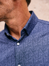 Mizzen + Main Halyard SS Dress Shirt Short Sleeve Men’s Tops for Men Coastal Fjord Coffee Leaves Blue Dark Navy Floral Pattern Athens GA Georgia Kempt Menswear Store Near Me