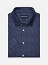 Mizzen + Main Halyard SS Dress Shirt Short Sleeve Men’s Tops for Men Coastal Fjord Coffee Leaves Blue Dark Navy Floral Pattern Athens GA Georgia Kempt Menswear Store Near Me