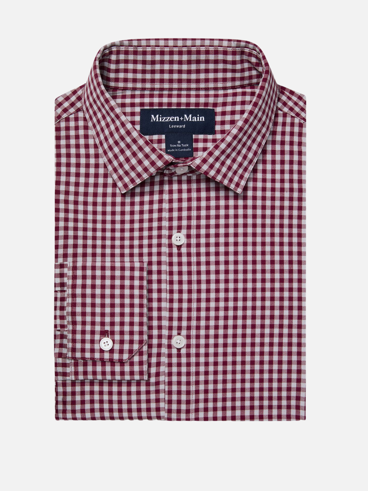 Mizzen + Main Leeward LS Long Sleeve Dress Shirt for Men Button Up Garnet Red Gingham Pattern Athens GA Georgia Kempt Menswear Store Near Me