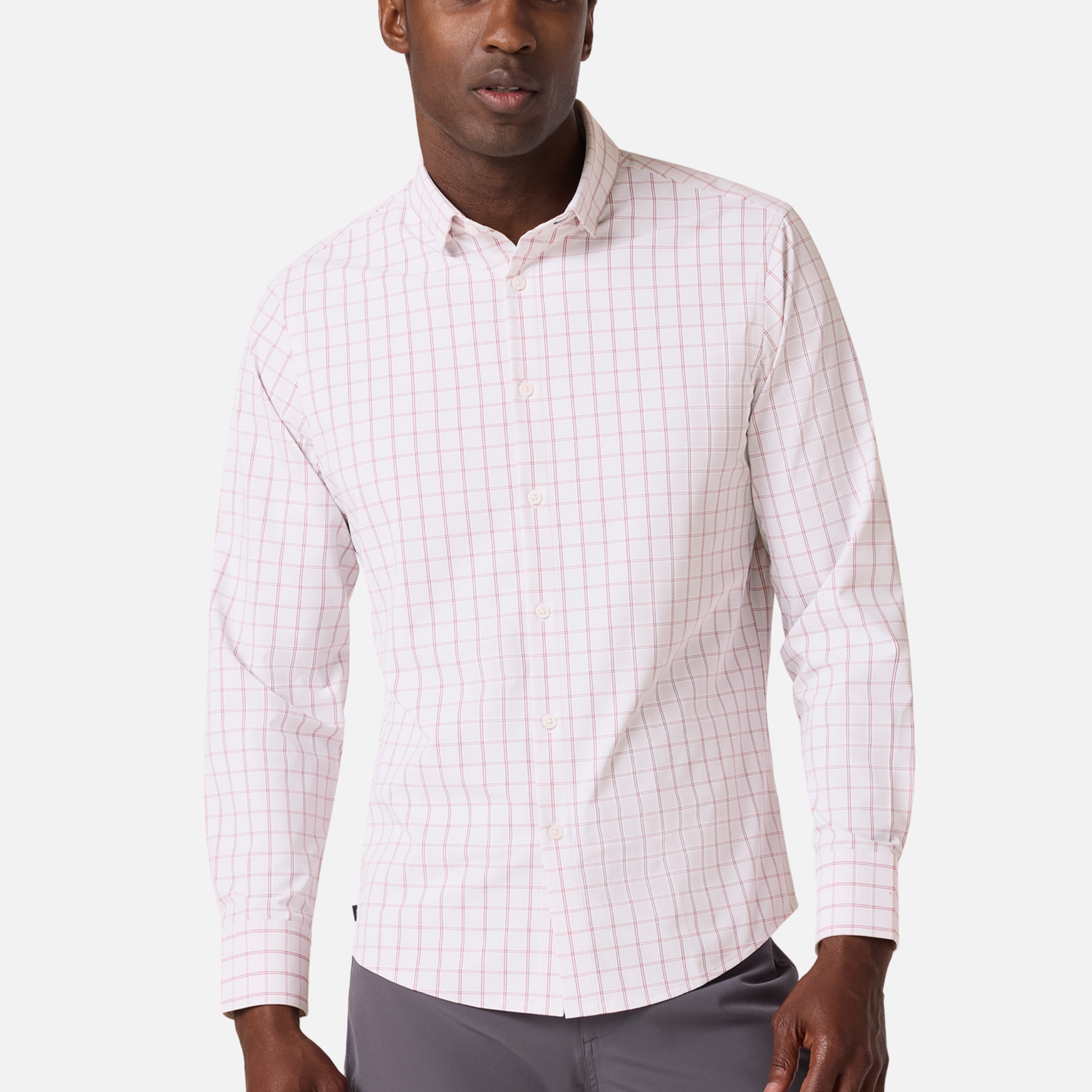 Mizzen + Main No Tuck LS Long Sleeve Dress Shirt Collared Button Down Men’s Tops for Men Aluminum Hampton Plaid Pattern Athens GA Georgia Kempt Menswear Store Near Me