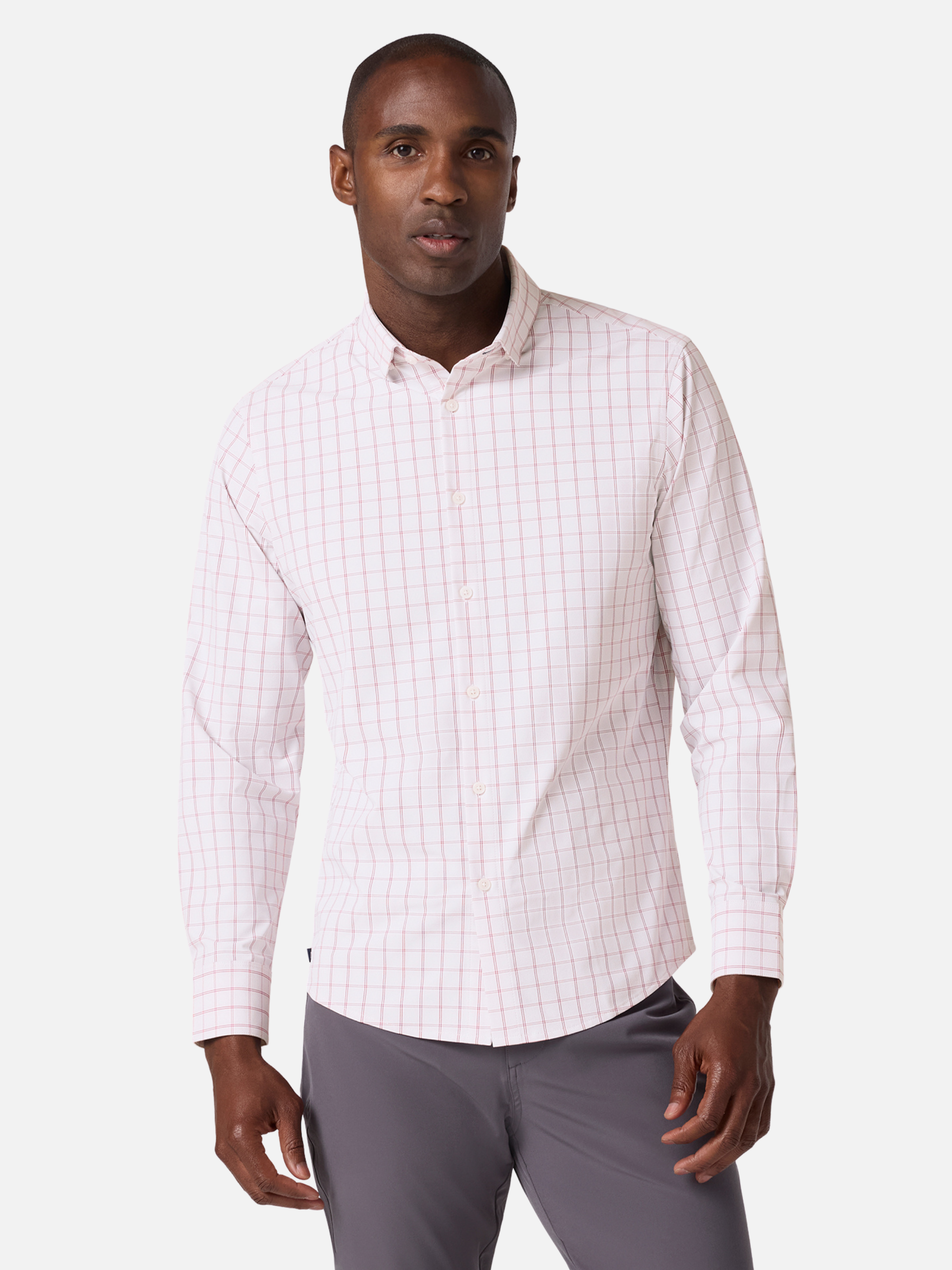 Mizzen + Main No Tuck LS Long Sleeve Dress Shirt Collared Button Down Men’s Tops for Men Aluminum Hampton Plaid Pattern Athens GA Georgia Kempt Menswear Store Near Me
