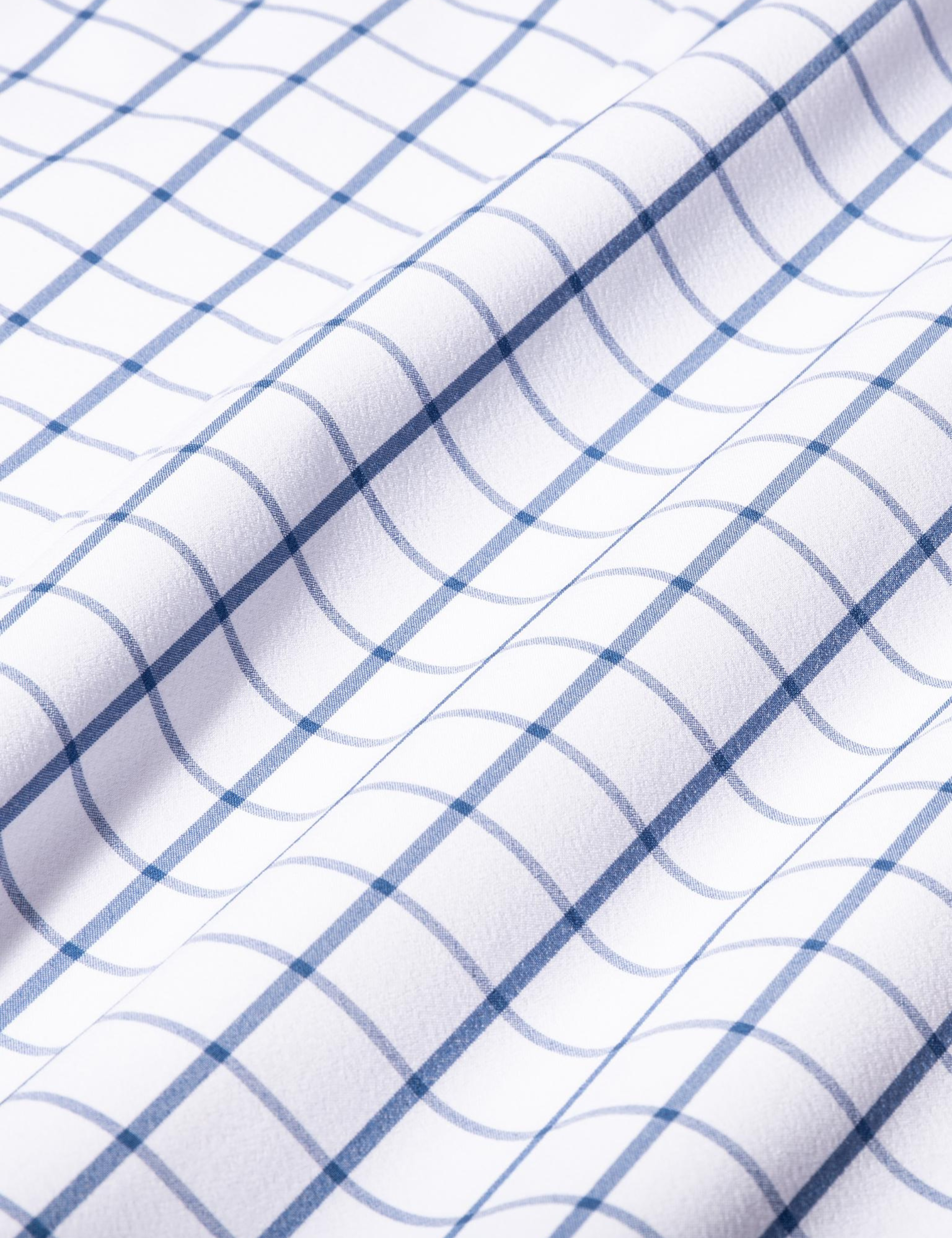 Mizzen + Main No Tuck Leeward LS Long Sleeve Dress Shirt Collared Button Down White Navy Windowpane Pattern Kempt Athens GA Georgia Menswear Store