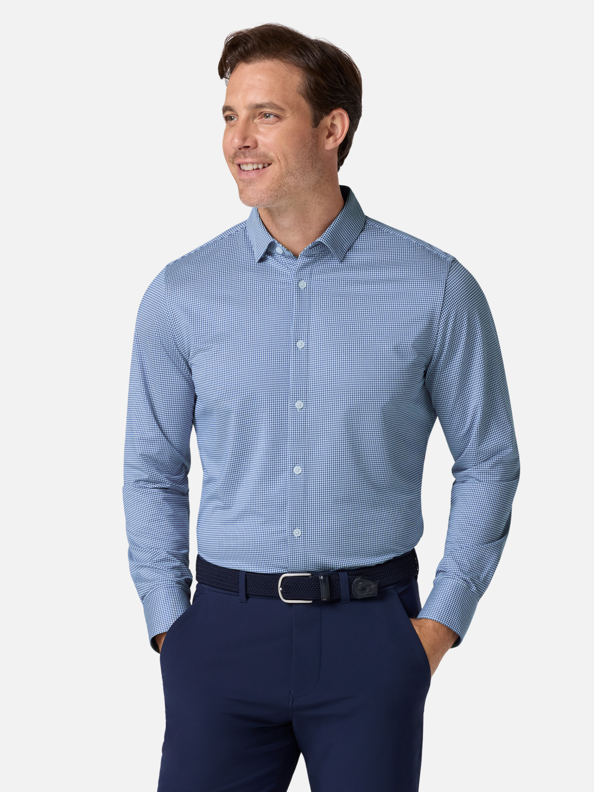 Mizzen + Main Halyard LS Dress Shirt - Navy Peter Gingham