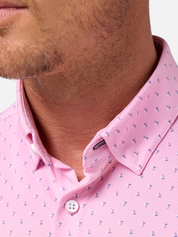 Mizzen + Main Halyard SS Dress Shirt - Pink Salt Tossed Triangle