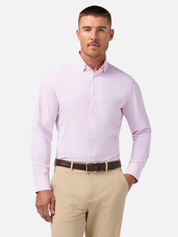 Mizzen + Main Leeward LS Dress Shirt - Pink Salt Banker Stripe