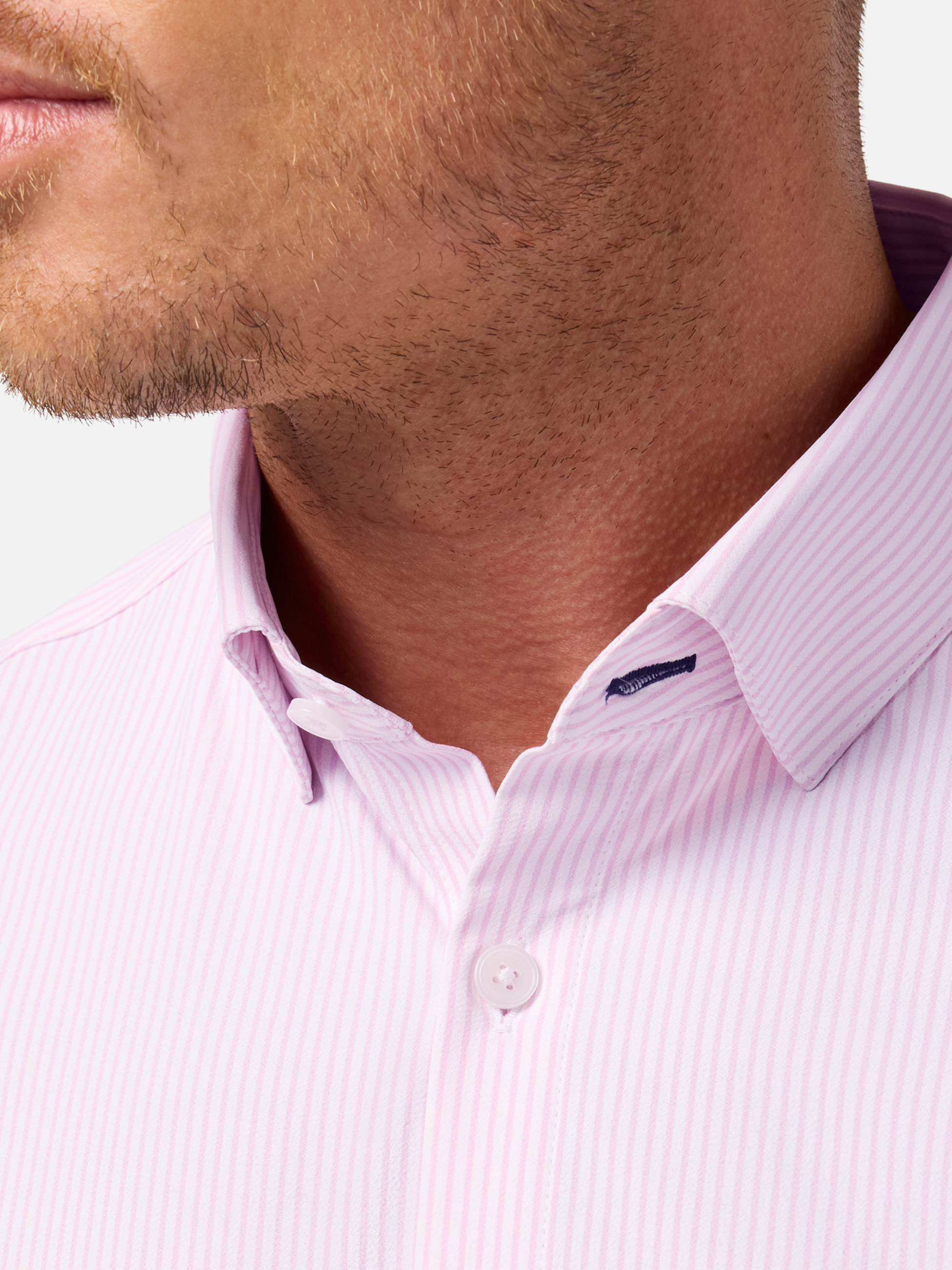 Mizzen + Main Leeward LS Dress Shirt - Pink Salt Banker Stripe