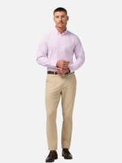 Mizzen + Main Leeward LS Dress Shirt - Pink Salt Banker Stripe