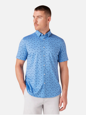 Mizzen and + Main Halyard Dress Shirt Button Down Hidden Collar Provence Floral Menswear Summer Short Sleeve Performance No Tuck Mens Clothing Store Athens Georgia Kempt Athens New Arrival