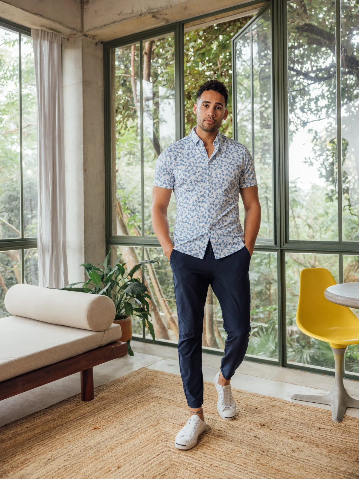 Mizzen and + Main Dress Shirt Short Sleeve Provence Shell Button Up Hidden Collar Summer Quick Dry Menswear Performance Fabric Athens Georgia Mens Store Kempt Clothing New Arrival