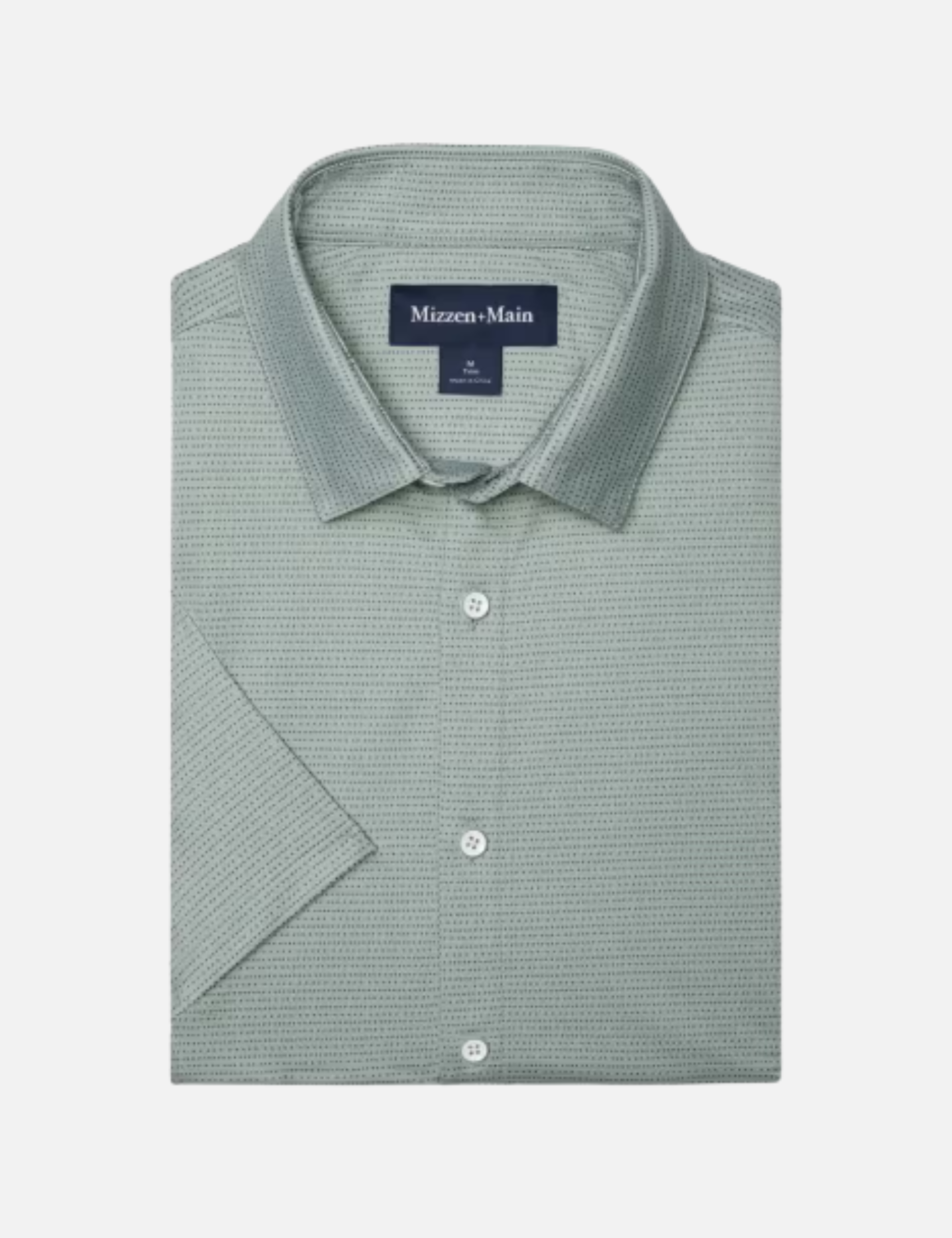 Mizzen + Main Halyard SS Short Sleeve Dress Shirt Pale Green Dot Stripe Men's Lightweight Formal Button Up For Men Athens GA Georgia Kempt Menswear Store Near Me