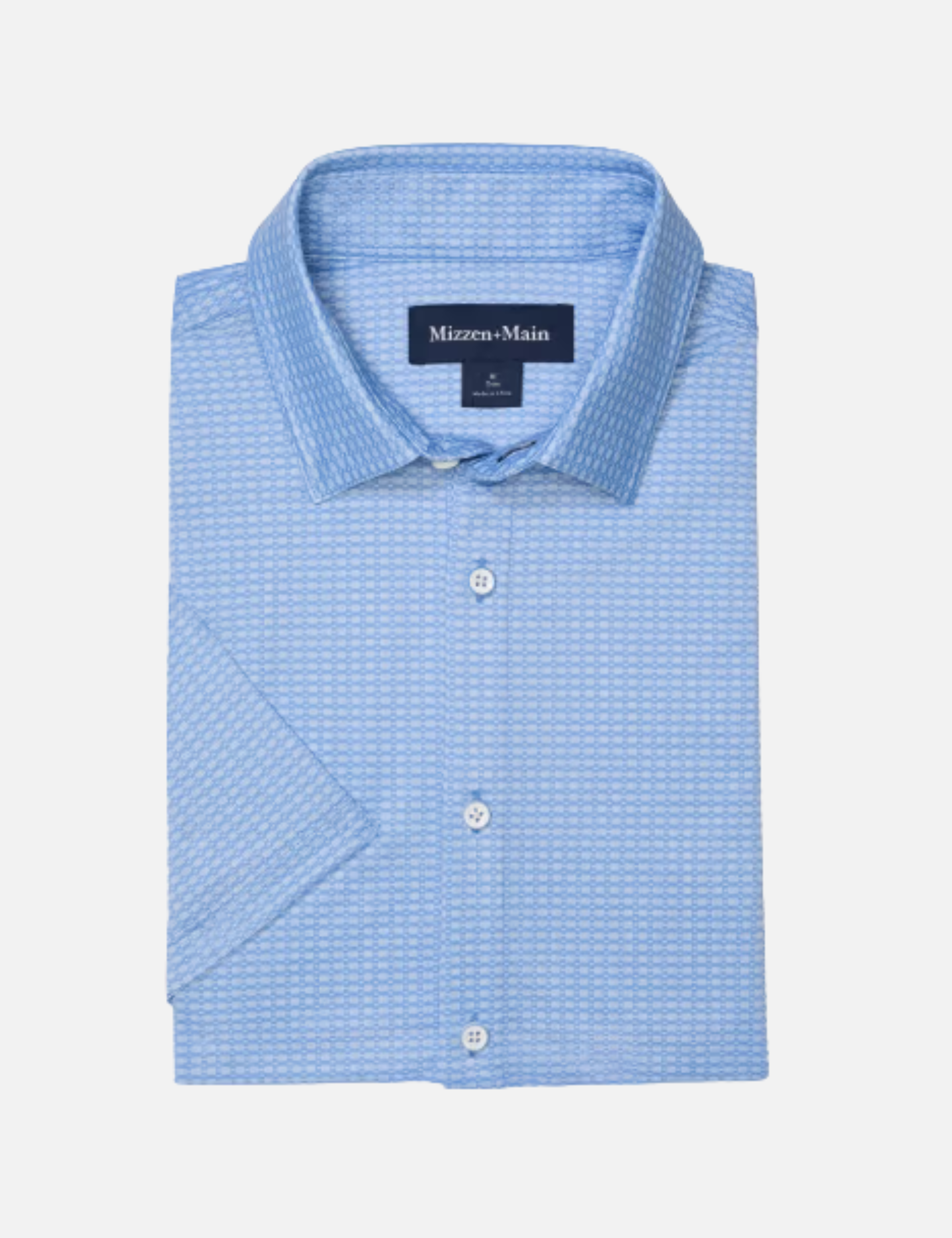 Mizzen + Main Halyard SS Dress Shirt Provence Woven Tile Short Sleeve Button Up Performance Shirt Men's Dress Shirt for Men Athens GA Georgia Kempt Menswear Store Near Me
