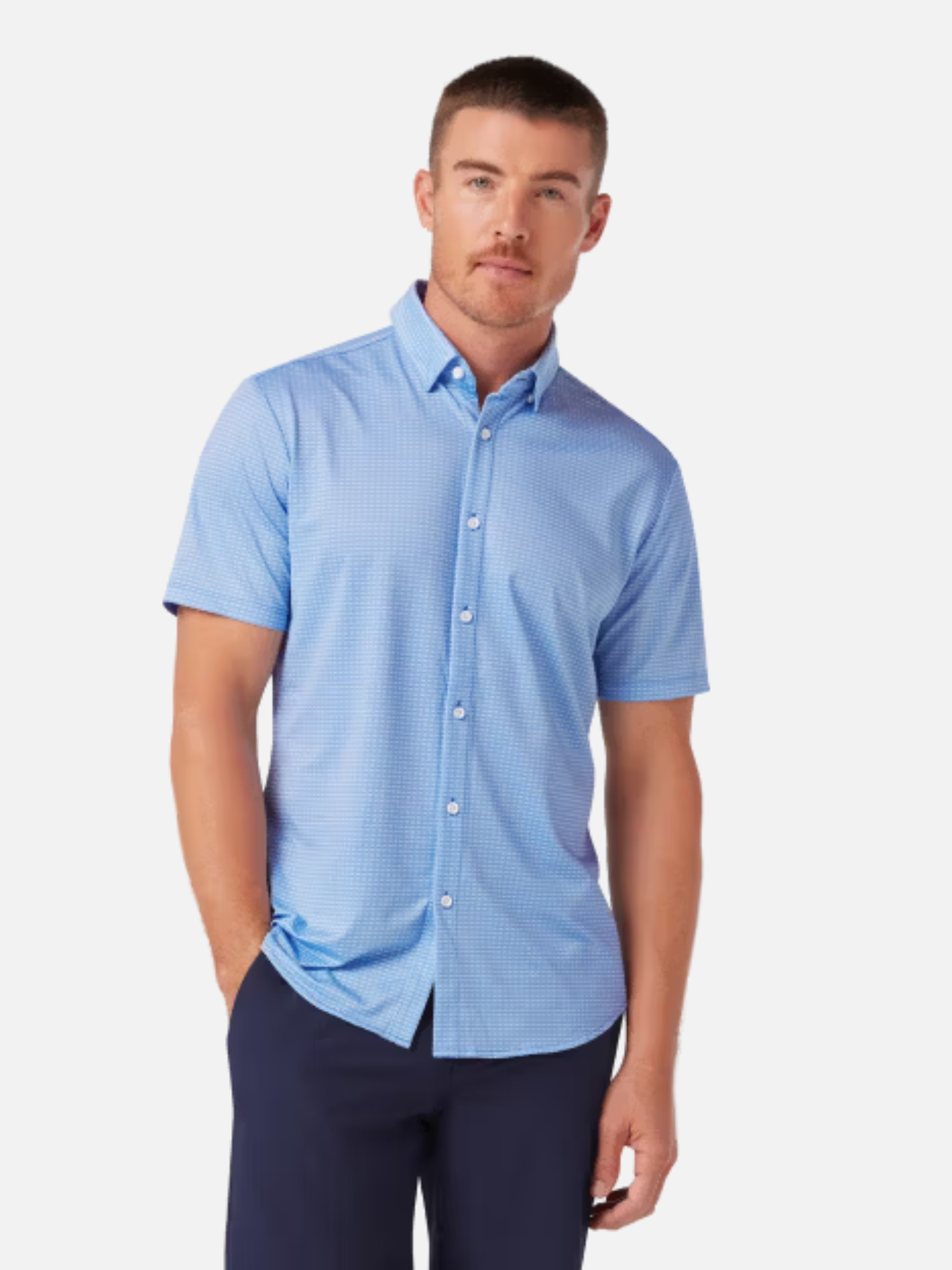 Mizzen + Main Halyard SS Dress Shirt Provence Woven Tile Short Sleeve Button Up Performance Shirt Men's Dress Shirt for Men Athens GA Georgia Kempt Menswear Store Near Me