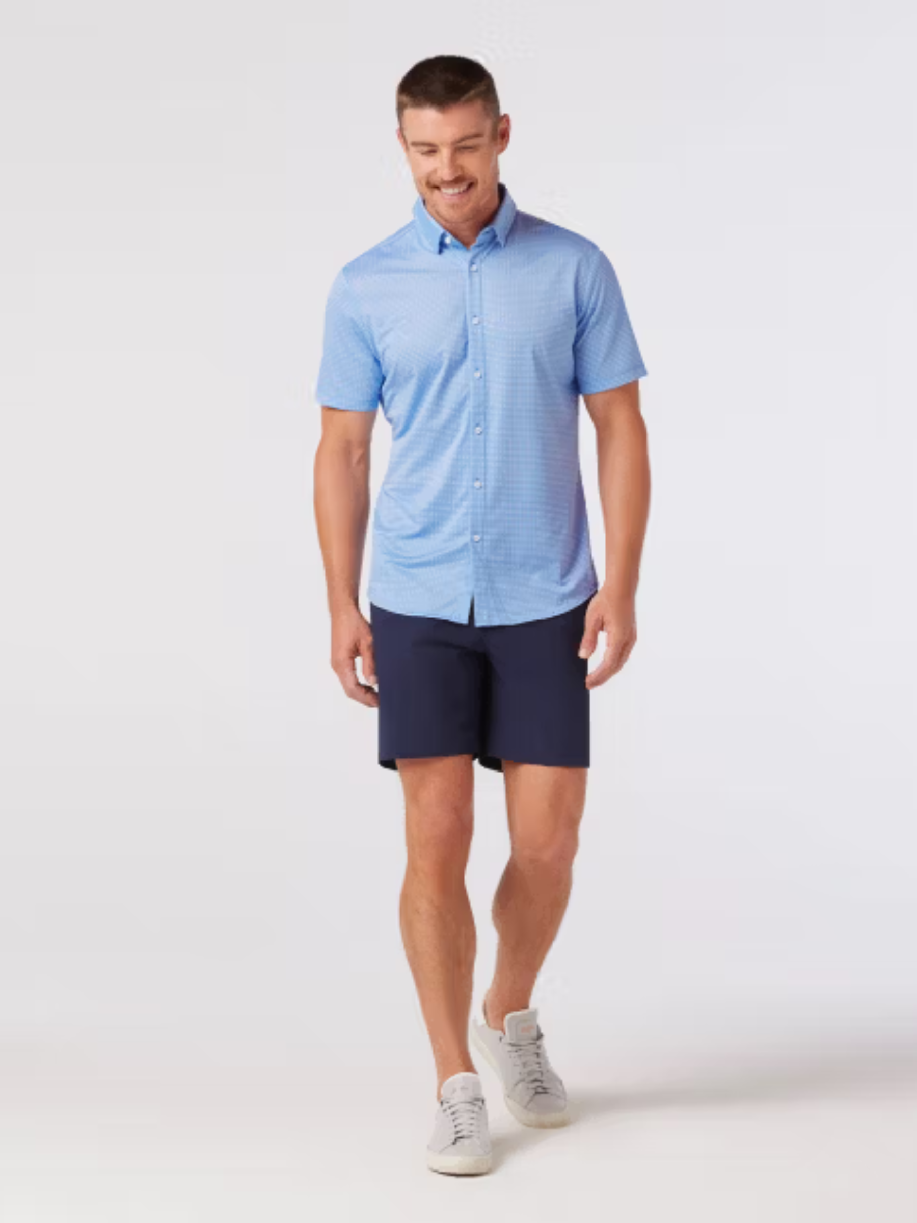 Mizzen + Main Halyard SS Dress Shirt Provence Woven Tile Short Sleeve Button Up Performance Shirt Men's Dress Shirt for Men Athens GA Georgia Kempt Menswear Store Near Me