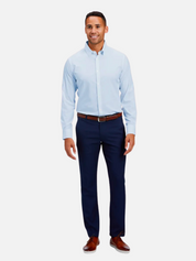 mizzen + main leeward dress shirt light blue solid performance material polyester spandex ls long sleeve kempt athens ga georgia men's clothing store boutique