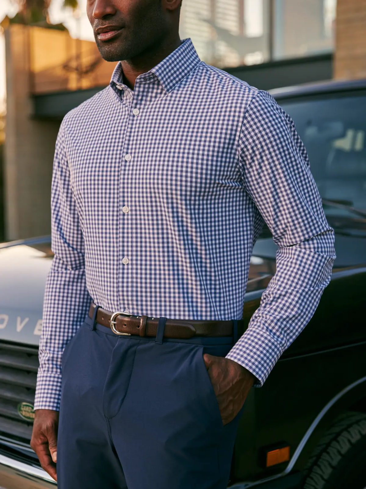 Mizzen + Main Leeward LS Performance Dress Shirt Coastal Fjord Alamo Gingham Kempt Mens Shop Athens GA Fathers Day Gift