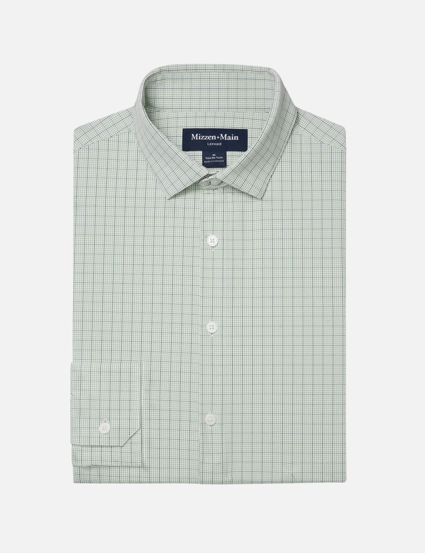 Mizzen + Main Leeward No Tuck LS Long Sleeve Dress Shirt Eucalyptus Mini Plaid Men's Formal Patterned Button-Up For Men Athens GA Georgia Kempt Menswear Near Me