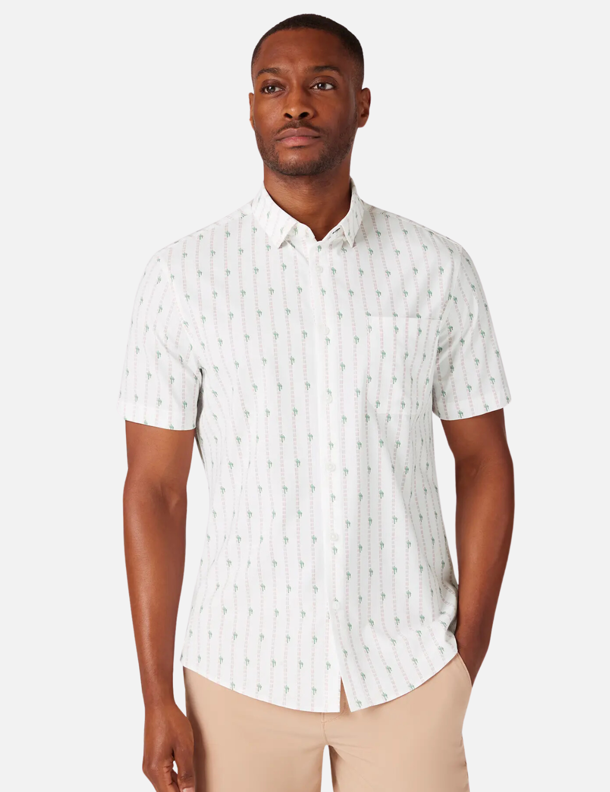 Mizzen Main Leeward SS Short Sleeve Dress Shirt Pocket Dress Polo Rose Cactus Stripe Men's Clothing Store Athens Georgia Kempt