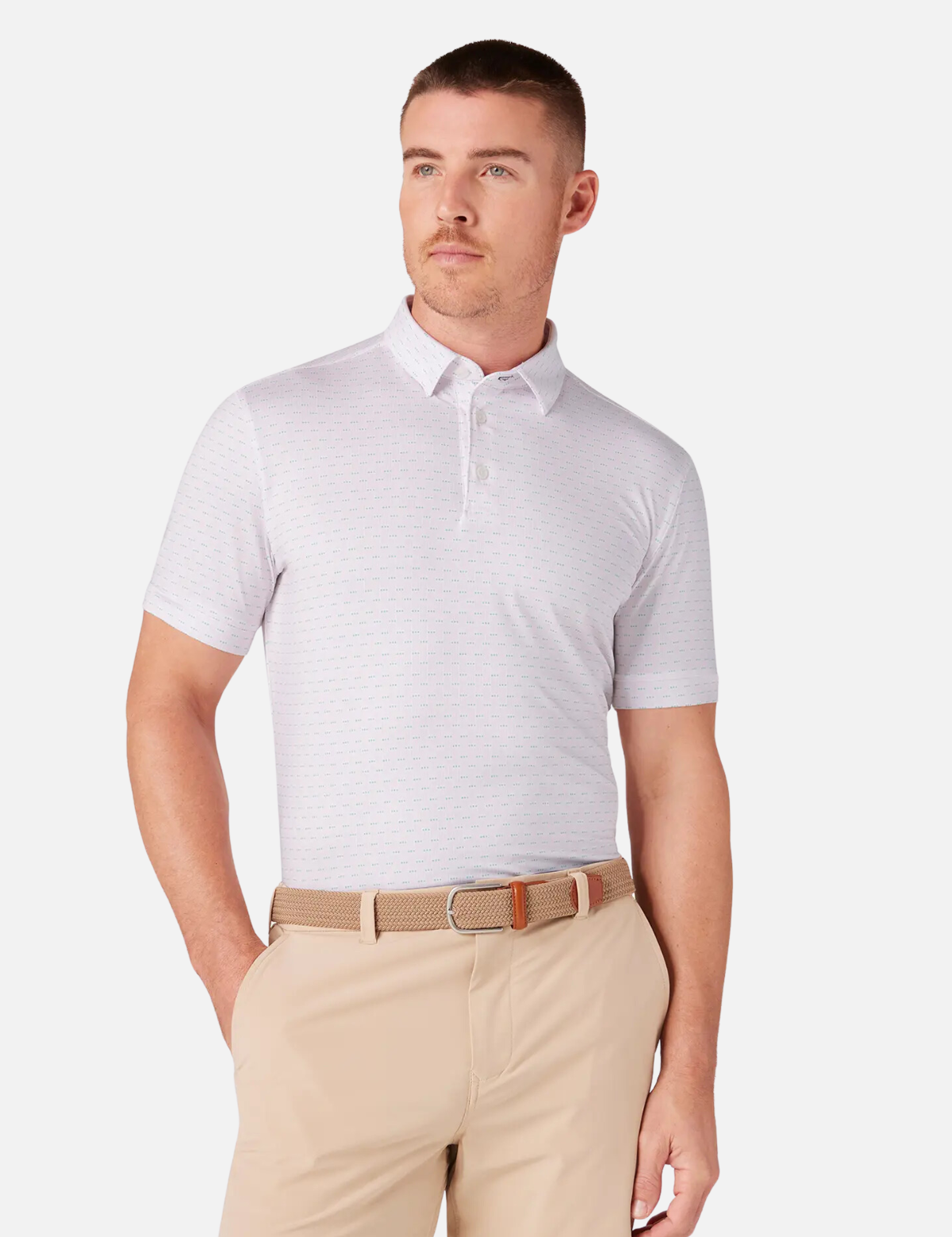 Mizzen Main Versa SS Short Sleeve Polo True Pink Triple Dot Golf Mens Work Casual Kempt Men's Clothing Store Athens Georgia