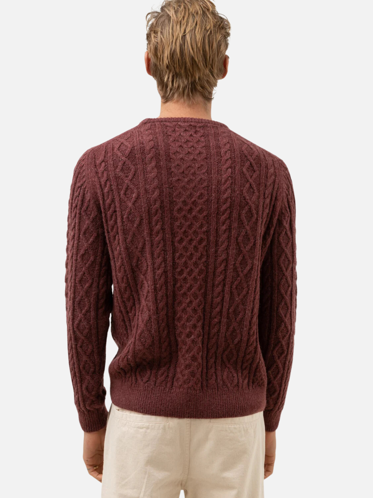 rhythm mohair fisherman cable knit sweater red maroon burgundy mulberry acrylic nylon wool kempt athens ga georgia men's clothing store