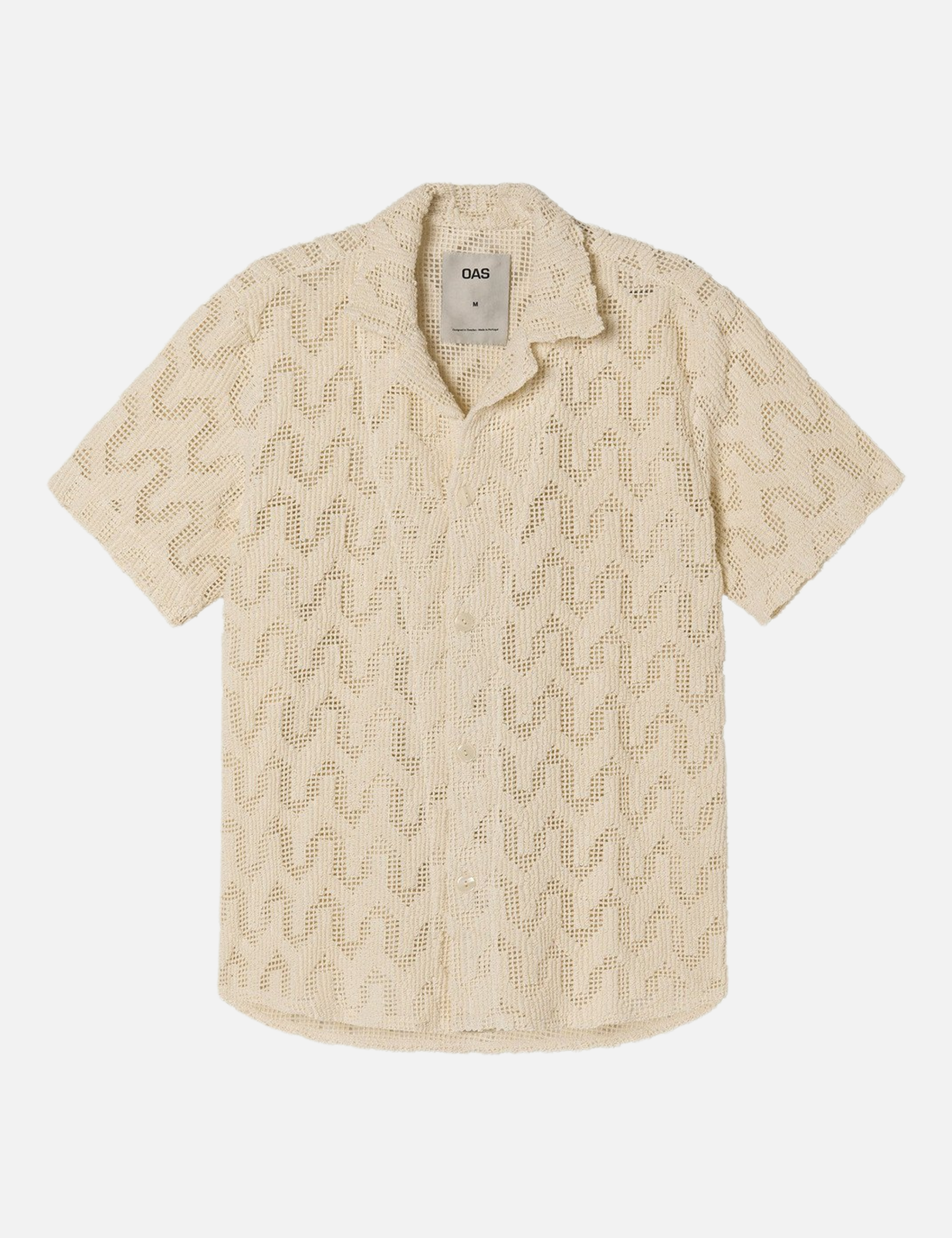 OAS Atlas Cuba Crochet Shirt Cream Textured Texture SS Short Sleeve Men’s Top for Men Athens GA Georgia Kempt Menswear Store Near Me