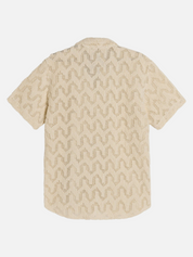 OAS Atlas Cuba Crochet Shirt Cream Textured Texture SS Short Sleeve Men’s Top for Men Athens GA Georgia Kempt Menswear Store Near Me