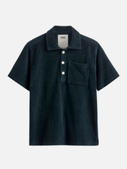 OAS Girona Shirt Dark Blue Navy Men's SS Short Sleeve Textured Collared  Top For Men Spring Summer Athens GA Georgia Kempt Menswear Store Near Me