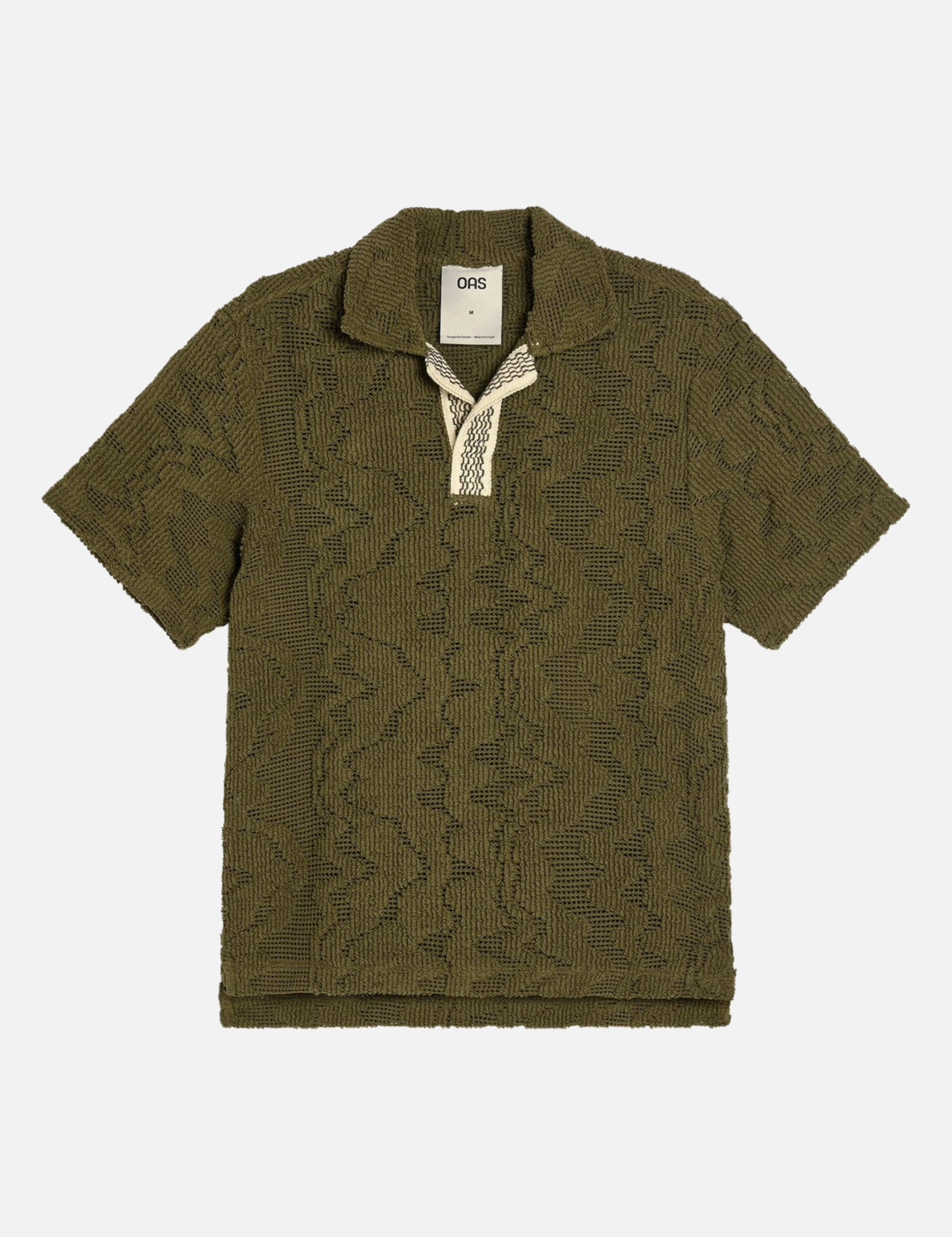 OAS Pine Green Verve Palmer Crochet Collared Men’s SS Short Sleeve Top for Men Athens GA Georgia Kempt Menswear Store Near Me 