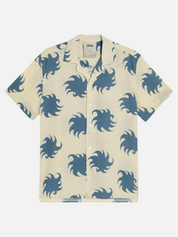 OAS Sky Ember Blue Ivory Viscose SS Shirt Resort Collar Collared Button Up Short Sleeve Men’s Top for Men Athens GA Georgia Kempt Menswear Store Near Me