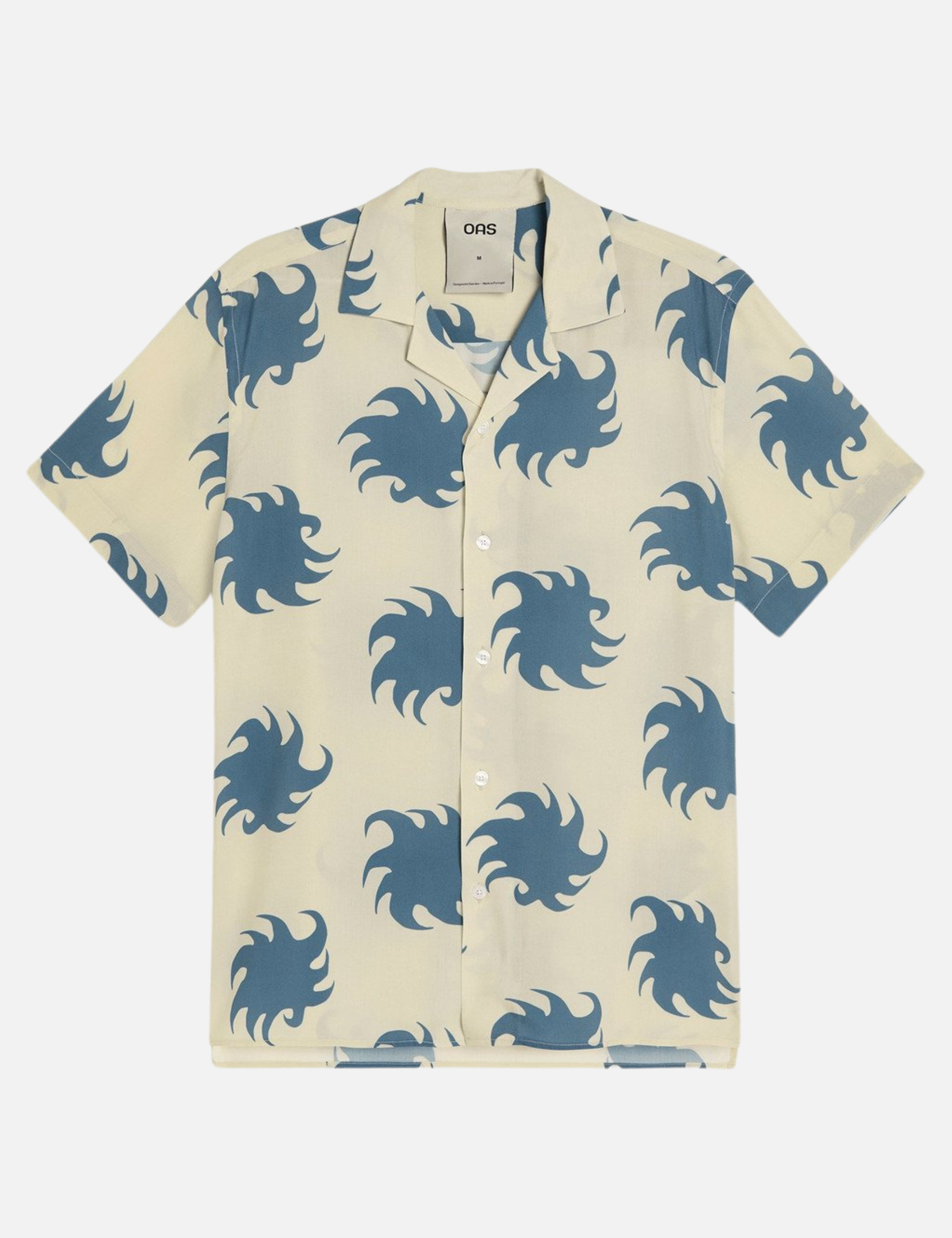 OAS Sky Ember Blue Ivory Viscose SS Shirt Resort Collar Collared Button Up Short Sleeve Men’s Top for Men Athens GA Georgia Kempt Menswear Store Near Me