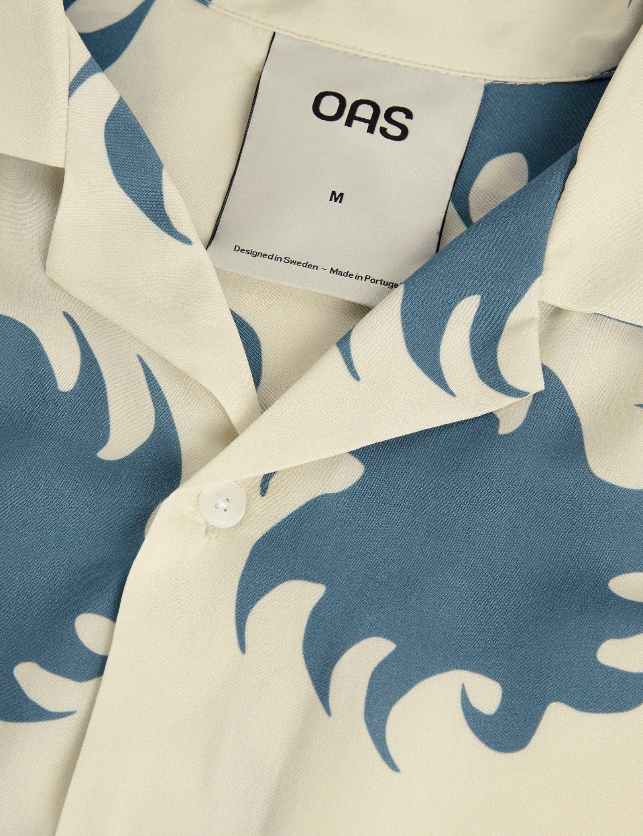 OAS Sky Ember Blue Ivory Viscose SS Shirt Resort Collar Collared Button Up Short Sleeve Men’s Top for Men Athens GA Georgia Kempt Menswear Store Near Me