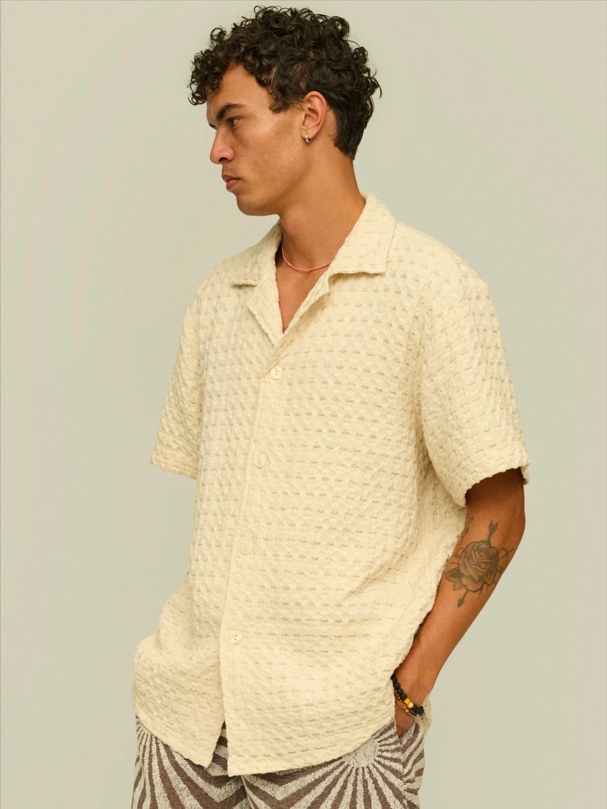Waffle shirt online with buttons