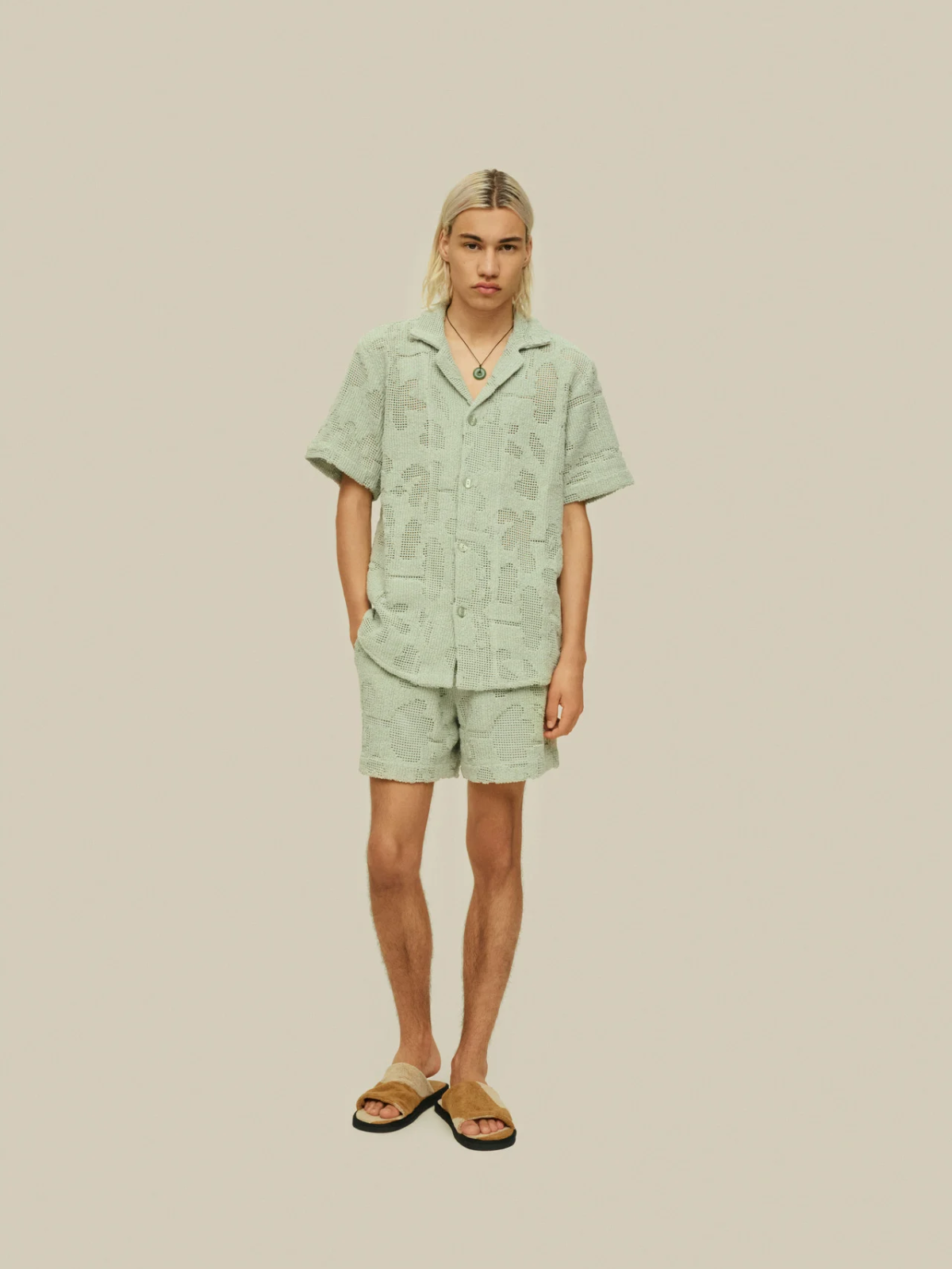 oas galbanum cuba chrochet shirt cotton polyester blend seafoam green ss short sleeve button up kempt athens ga georgia men's clothing store
