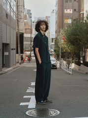 OAS Girona Shirt Dark Blue Navy Men's SS Short Sleeve Textured Collared  Top For Men Spring Summer Athens GA Georgia Kempt Menswear Store Near Me