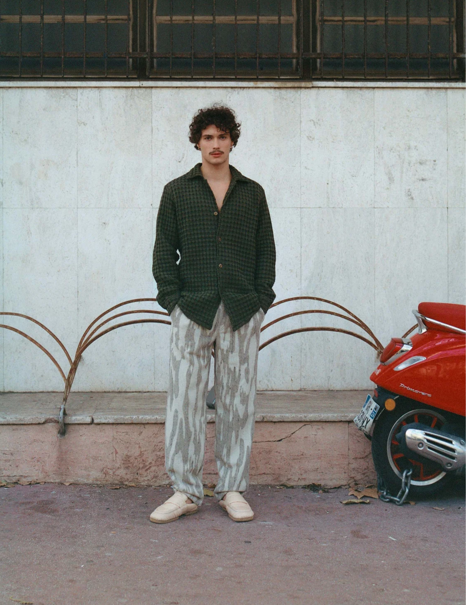 OAS Turtle Waffle Cuba Long Sleeve Shirt Olive Green Texture Jacket Kempt Mens Clothing Athens Georgia Menswear Shop