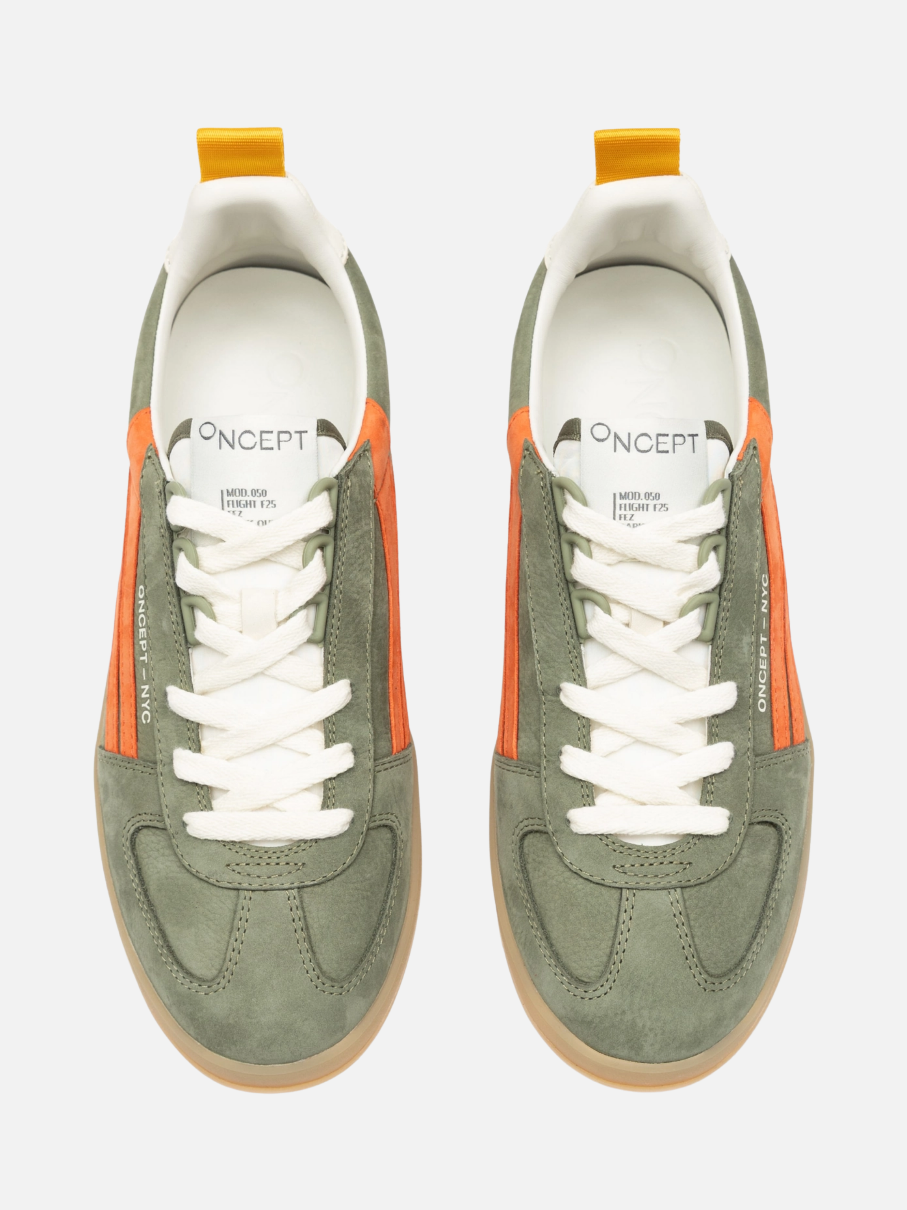 Oncept Fez Dark Olive Green Crem Orange Detail Gum Detail Sneaker Sporty Shoes for Him Men’s shoe for men Athens GA Georgia Kempt Menswear Store Near Me 