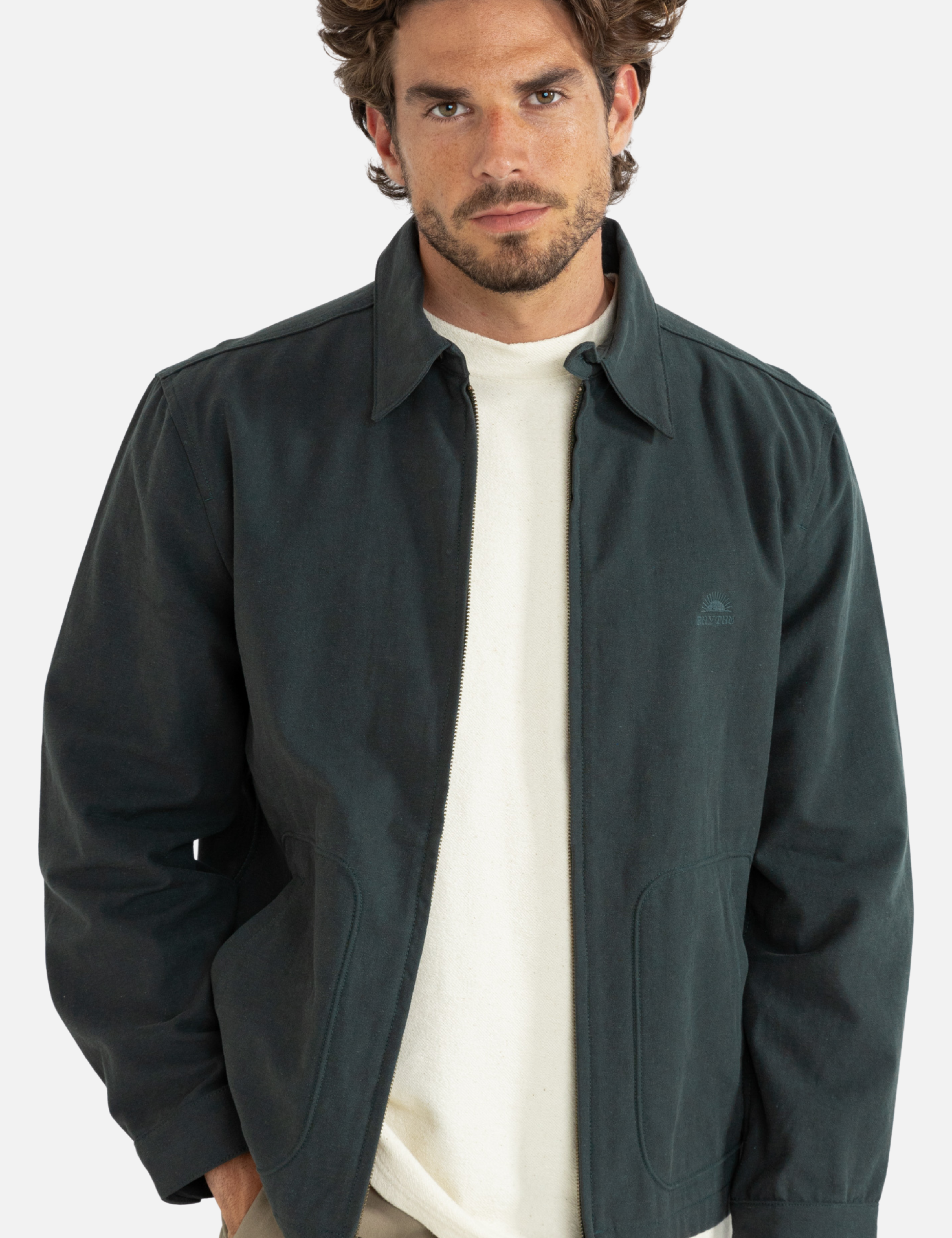 Rhythm Awake Jacket Outerwear Dark Pine Green Blue Men’s Fall Winter Jackets for Men Collared Zip Up Cotton Athens GA Georgia Kempt Menswear Store Near Me