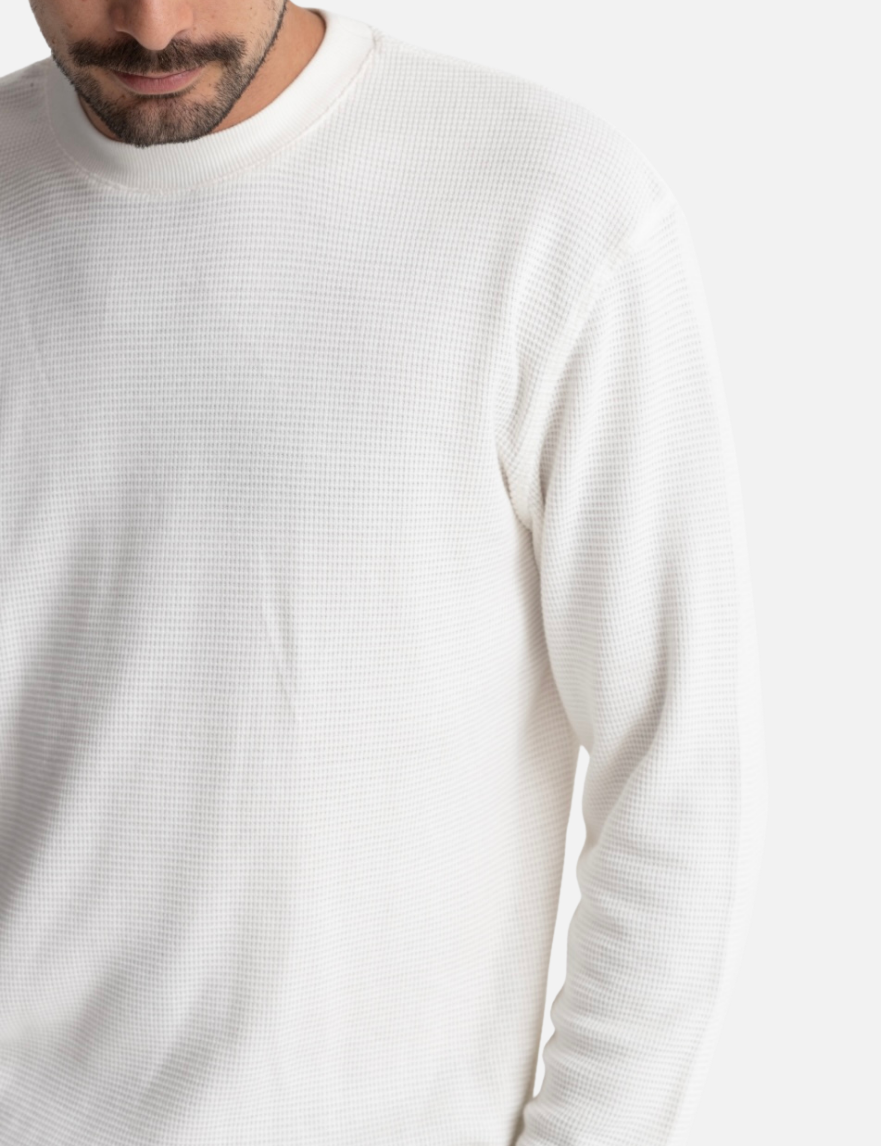 Rhythm Classic Waffle Knit LS Long Sleeve Textured Vintage White Men’s Tops for Men Athens GA Georgia Kempt Menswear Store Near Me