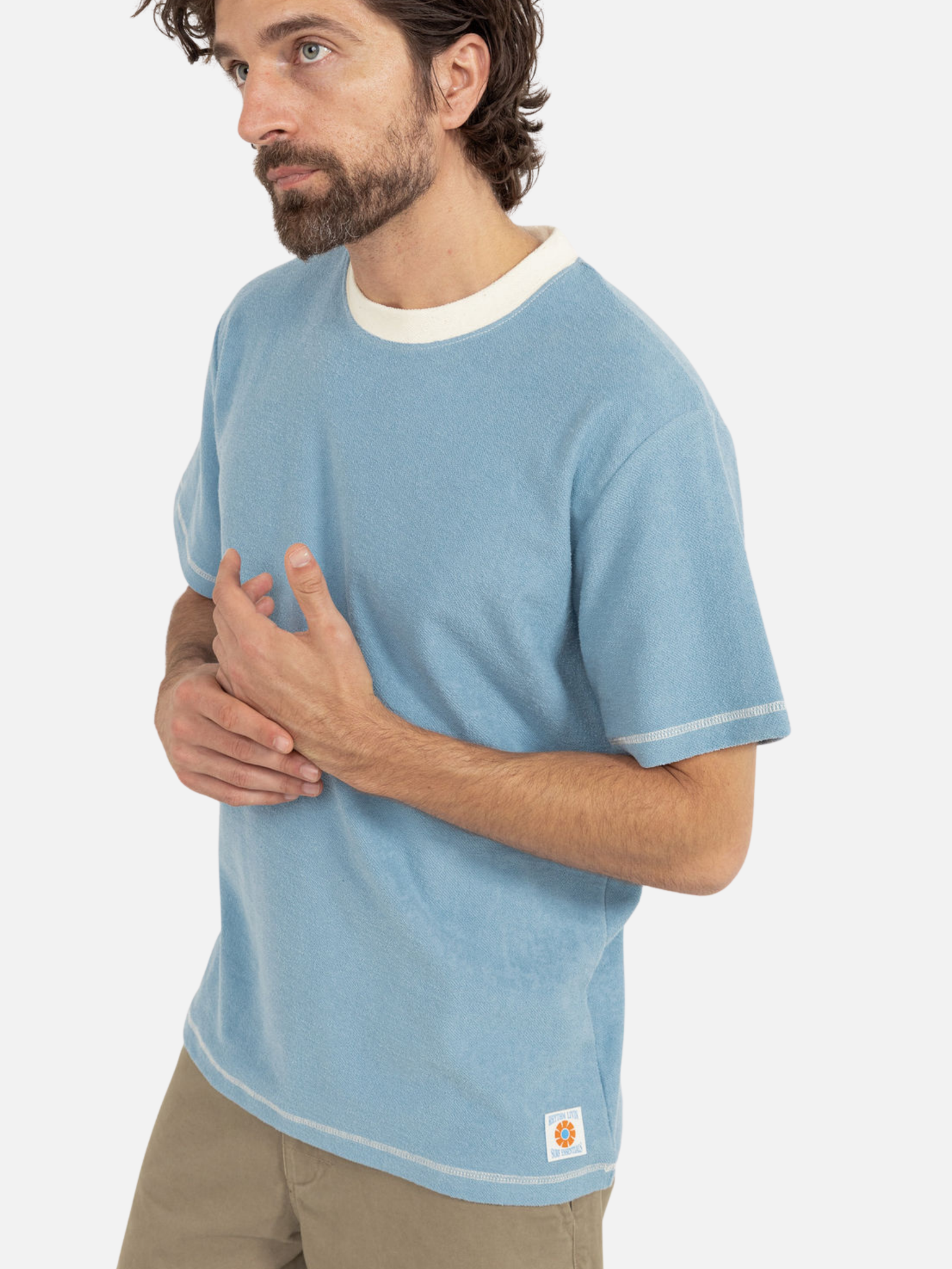 Contrast Vintage Terry T-Shirt - Blue