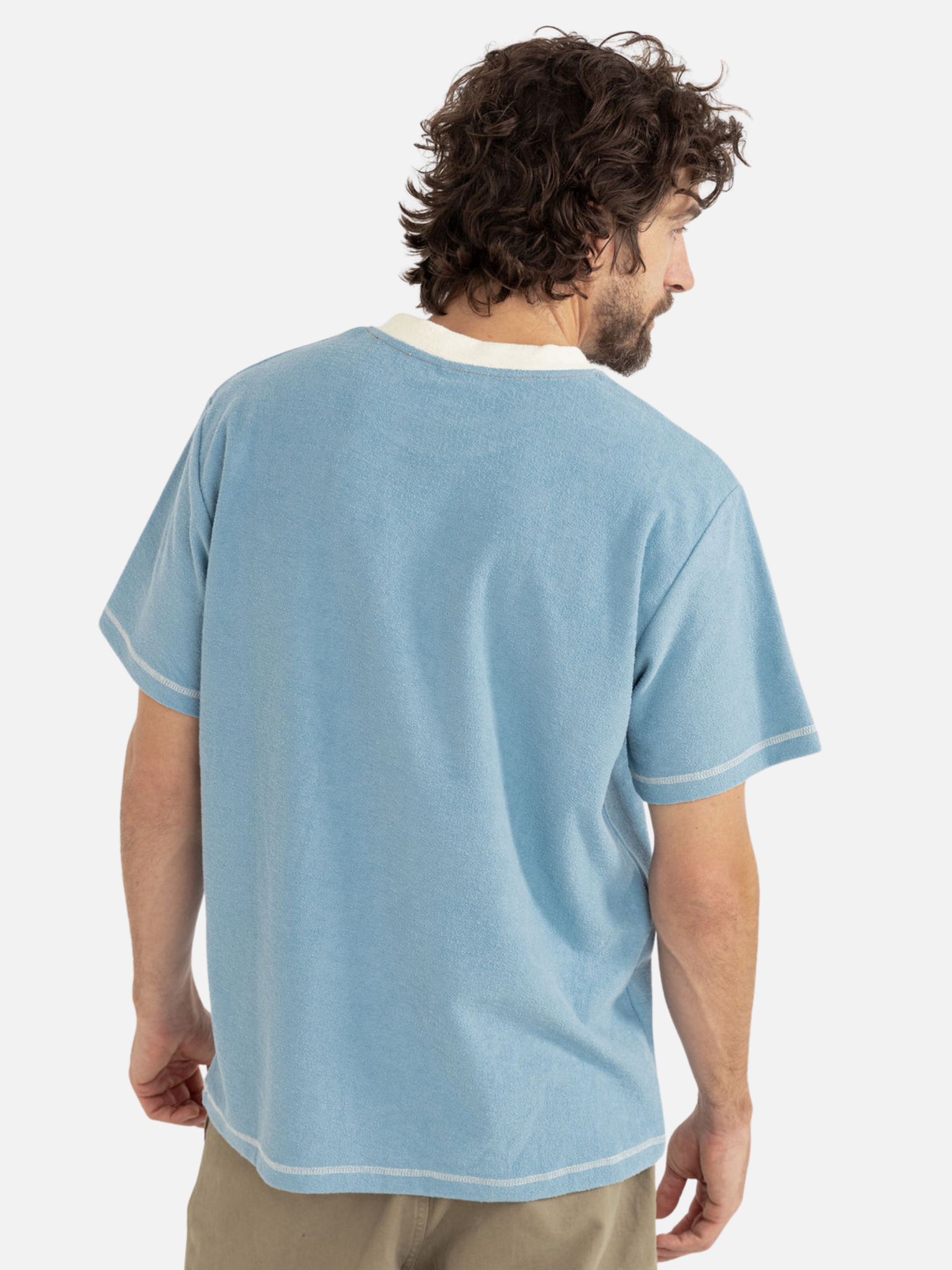 Contrast Vintage Terry T-Shirt - Blue