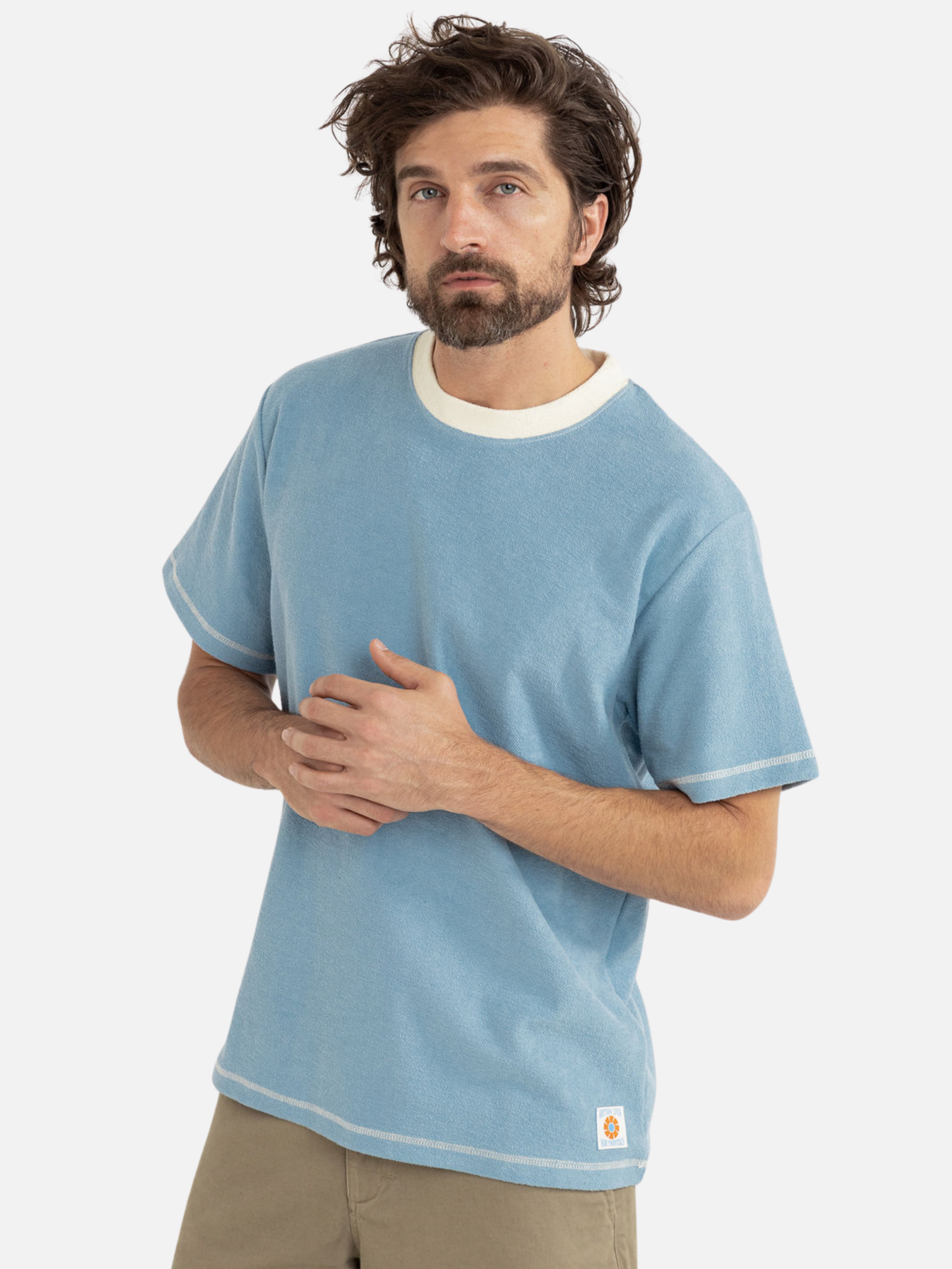 Contrast Vintage Terry T-Shirt - Blue