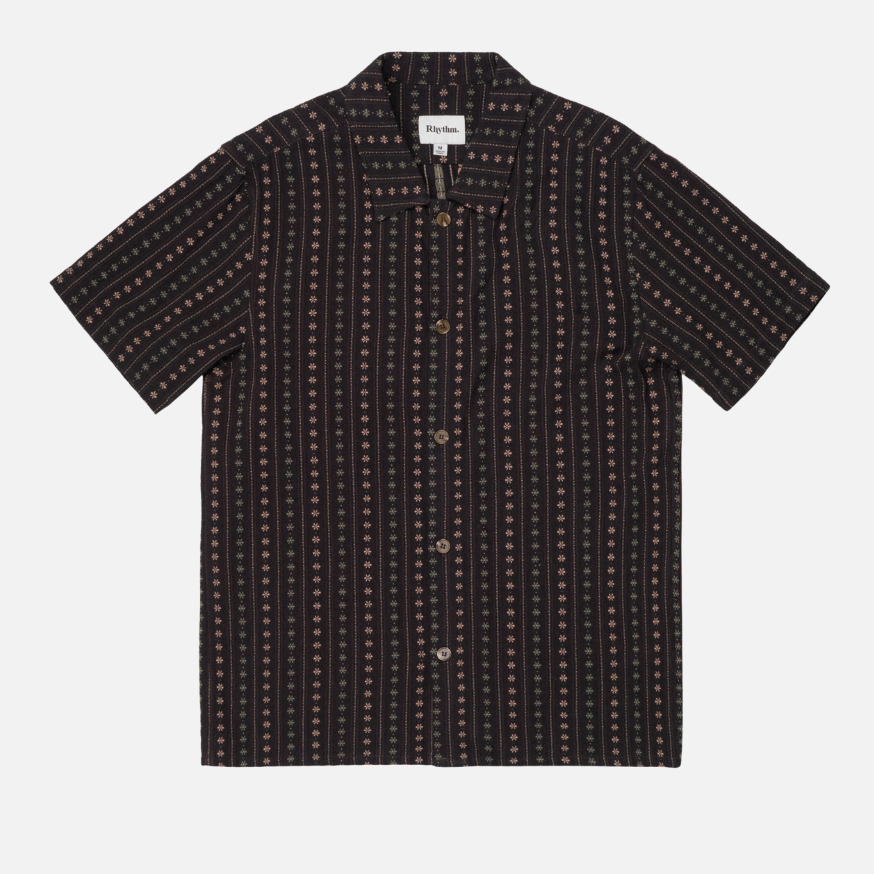Rhythm Dakota Stripe SS Short Sleeve Shirt Button Up Collared Men’s Tops for Men Fall Winter Fashion Chocolate Brown Athens GA Georgia Kempt Menswear Store Near Me