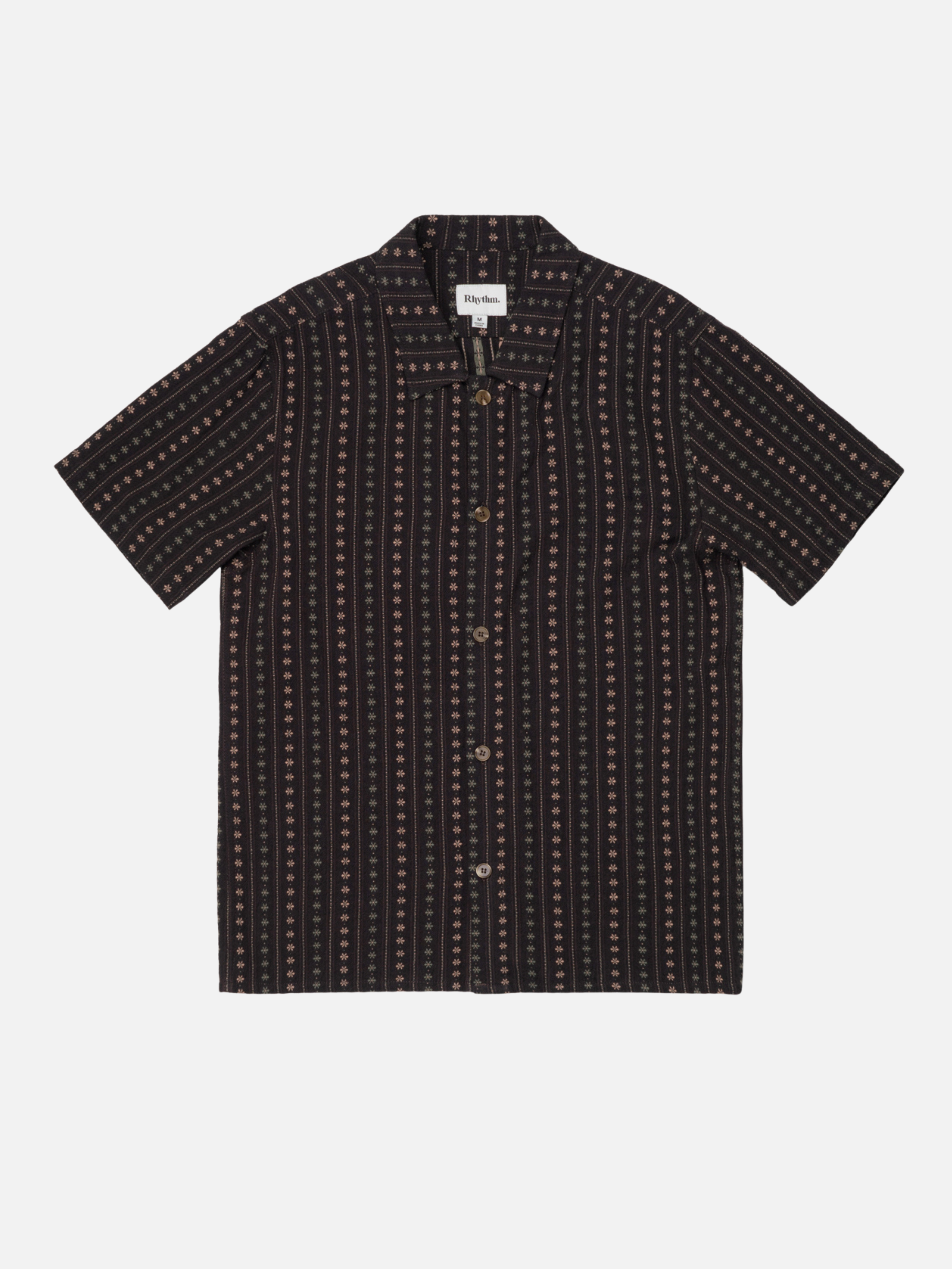 Rhythm Dakota Stripe SS Short Sleeve Shirt Button Up Collared Men’s Tops for Men Fall Winter Fashion Chocolate Brown Athens GA Georgia Kempt Menswear Store Near Me