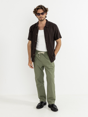 Rhythm Dakota Stripe SS Short Sleeve Shirt Button Up Collared Men’s Tops for Men Fall Winter Fashion Chocolate Brown Athens GA Georgia Kempt Menswear Store Near Me