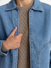 Rhythm Denim Utility Jacket Worn Indigo Blue Men’s Outerwear Front Pocket Zip Up Collared Jacket Kempt Athens Menswear Store